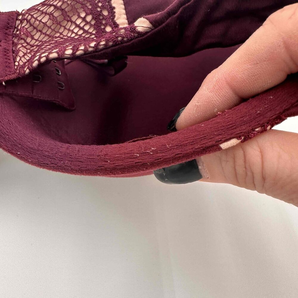 Victoria's Secret Body By Victoria Lined Perfect Coverage Burgundy Bra 34DDD - Picture 6 of 7